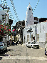An old mosque and narrow street of Mombasa's old town